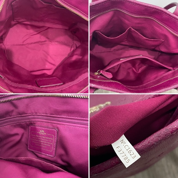 COACH✨Dahlia Purple & Gold Cross Grain Leather City Zip Tote & Wallet - Picture 7 of 16